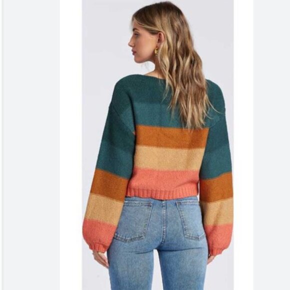 BILLABONG Retro Color Stripe Cropped Sweater - Picture 12 of 12